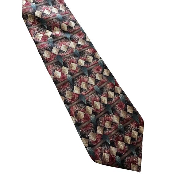 Vintage JT Beckett Purple Geometric 80s Silk Necktie - Picture 1 of 4